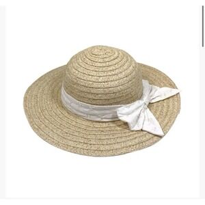 Girls Size 4-6x Natural Easter Hat With White Eyelet Bow Toby Von Maur NEW